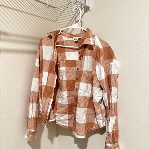 Billabong Pink and White Plaid Shirt